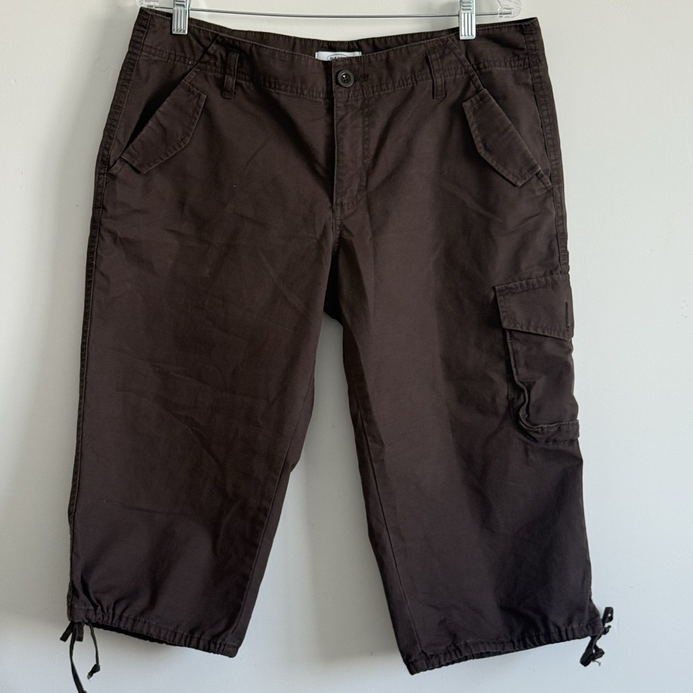 Old Navy Brown Cargo Capri Pants 12 Y2K Mid Rise Gorpcore Street Beach Trap